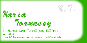 maria tormassy business card